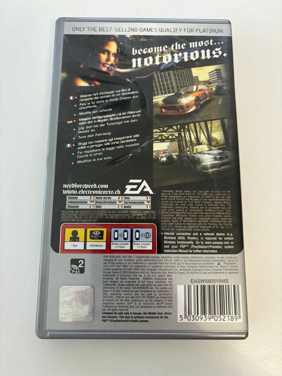 Need For Speed Most Wanted Sur Sony PSP – Complet Et En Bon état