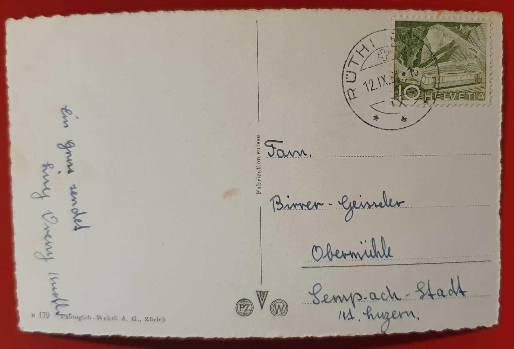 Cartoline postali: Rüthi 1951 – Usato da Kreuzlingen venduto da Rschweiz1 1
