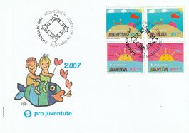 PJ-FDC mit Abart «doppeltes Helvetia» aus Markenheft, Attest