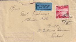 Luftpost Wien - Zürich(?) - Paris 1938 (unbek. Vermerkst.)
