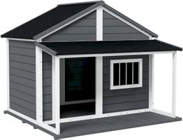 Outdoor-Hundehütte Grau + Weiß