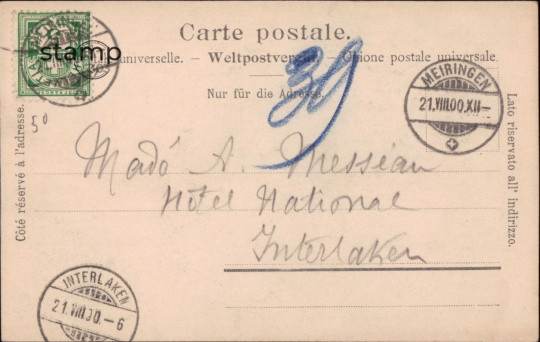 Cartoline postali: 1900 AK Untere Reichenbachfälle _ Haslithal – Usato da Eggersriet venduto da stamp303 1