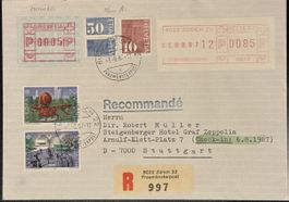 Schweiz 1987 Einschreiben Zürich Fraumünster-post - Mehrfach