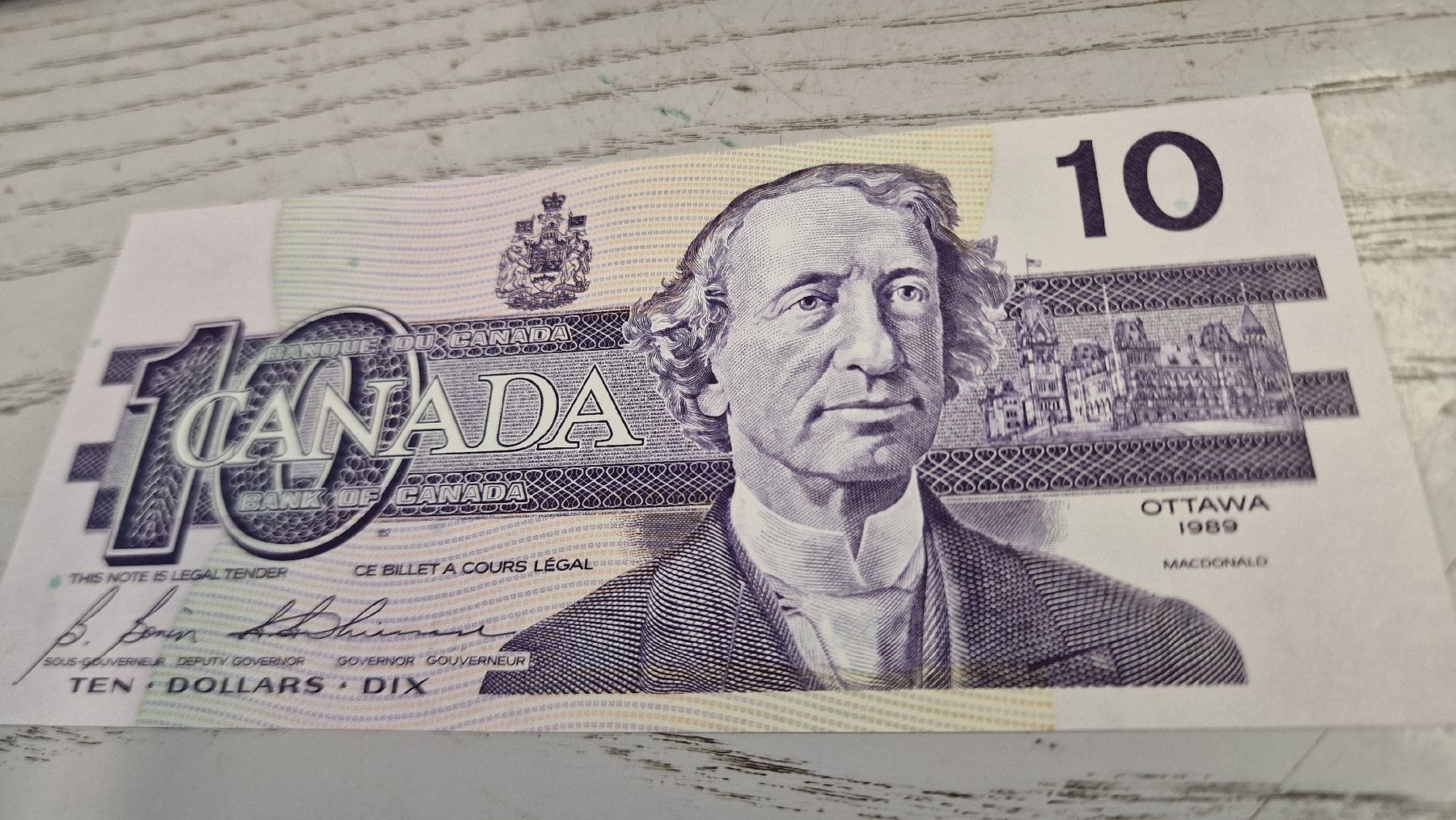Banconote: Kanada 10 Dollar Noten Ottawa 1989 – Nuovo e nell'imballaggio originale da Herisau venduto da Antiques.AR