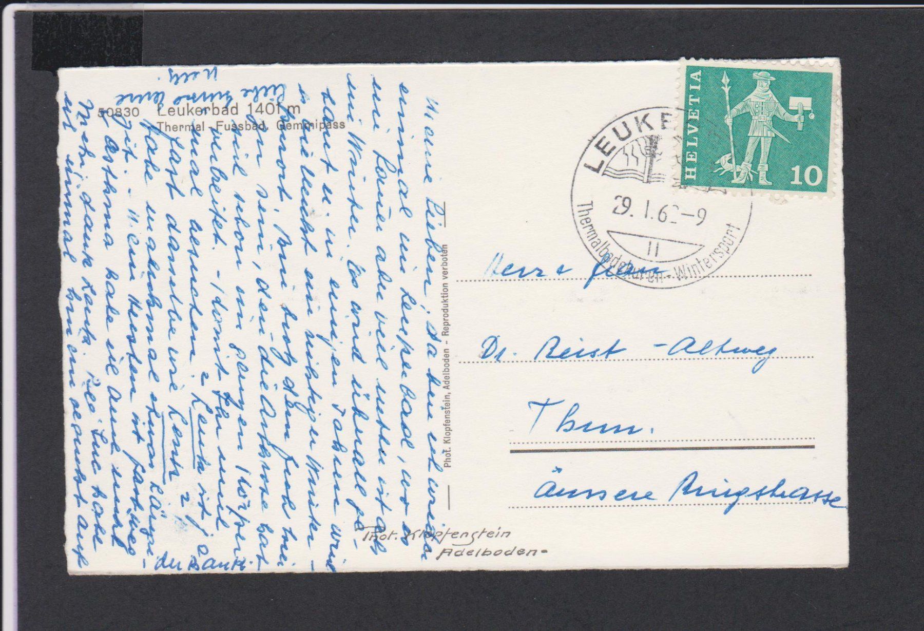 Cartoline postali: Leukerbad   -   alte Ansichtskarte gestempelt 1962 – Usato da Vitznau venduto da Ropaku 1