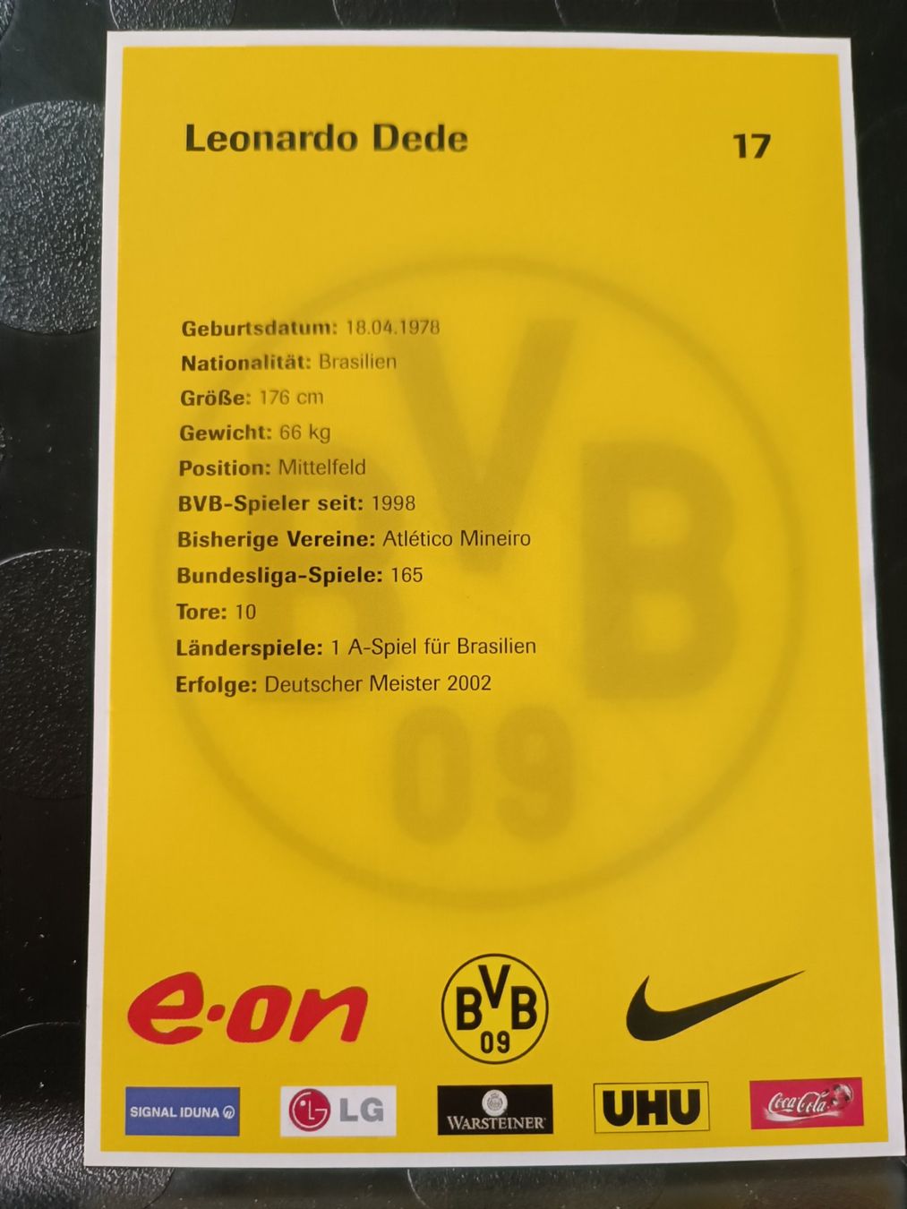 Autografi: Leonardo Dede - handsigniert BVB - Borussia Dortmund – Usato da Menziken venduto da Artographs 1