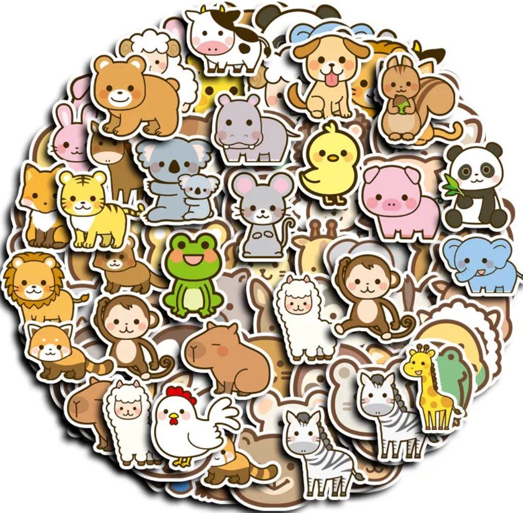 100 Stk. Aufkleber/Sticker - Süsse Cartoon Tiere (Neu und ...