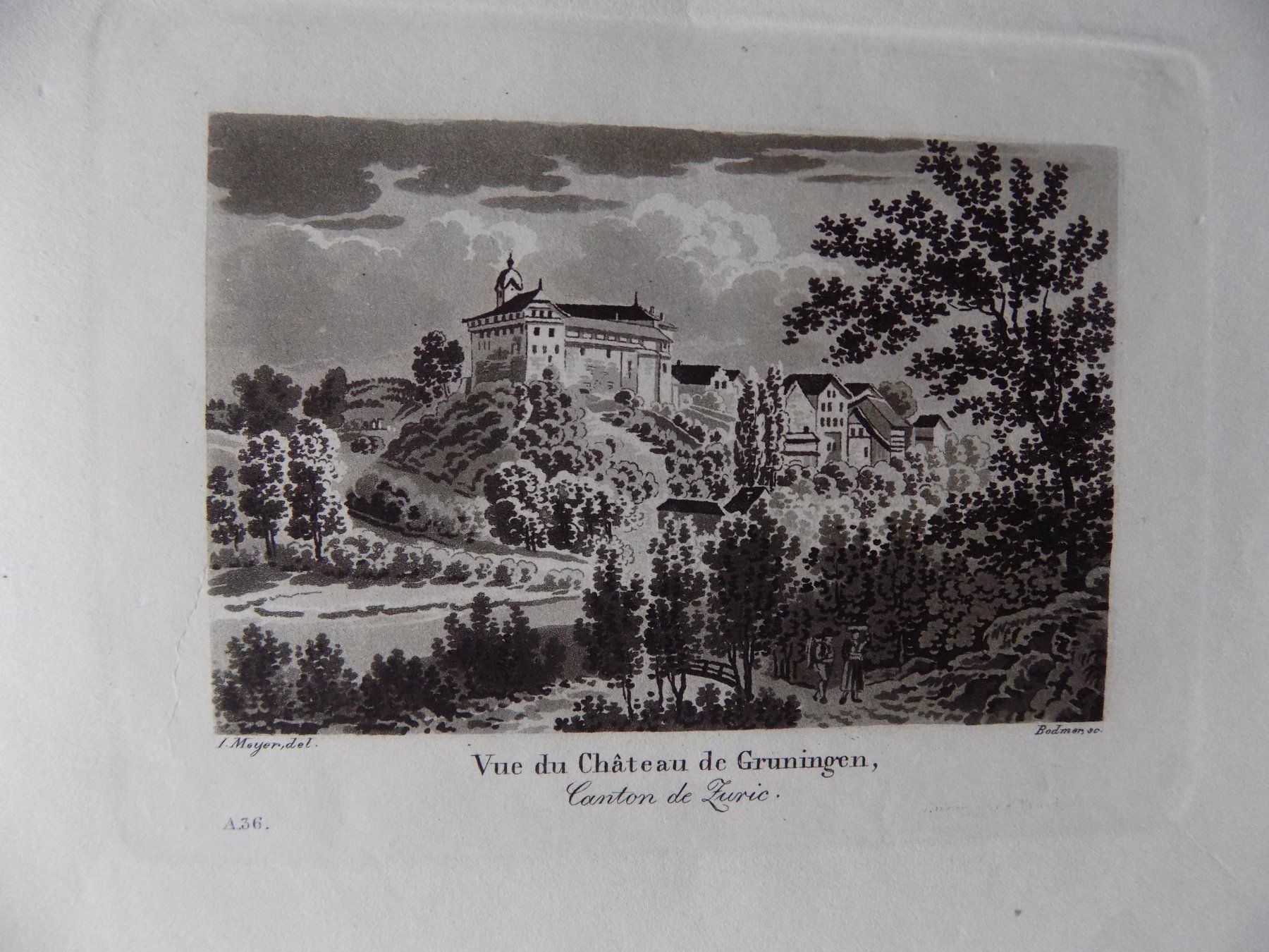 Gravures: Chateau Gruningen Aquatinta – D'occasion à Risch par Antikfee 1