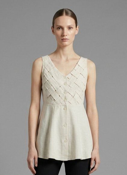 Tops: Haut Sans Manches Vintage Beige Texture Taille S – Gebraucht aus Fribourg von re-fine