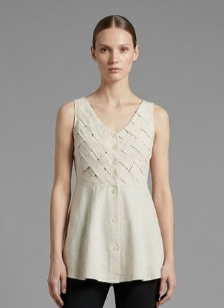 Haut Sans Manches Vintage Beige Texture Taille S