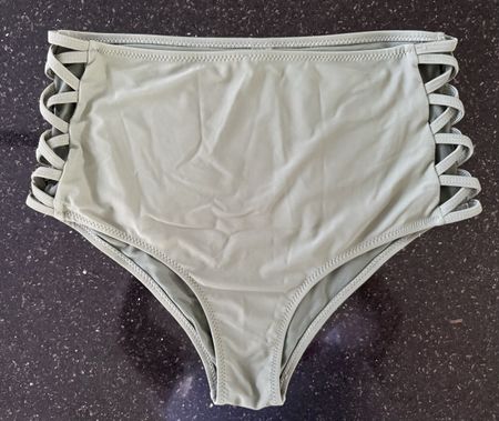 Bikinihose Damen 44, Highwaist, Khakigrün