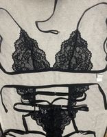 Launge set con reggicalze di pizzo-nuovo-M/L