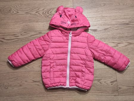 Steppjacke, pink, mit süsser Kaputte, Grösse 86