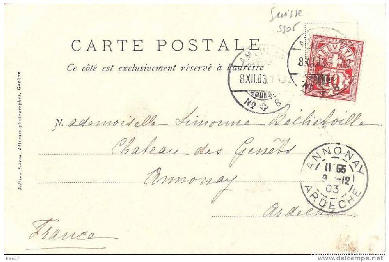 Cartoline postali: Aigle - Château + 1903 – Usato da Emmenbrücke venduto da teestube 1
