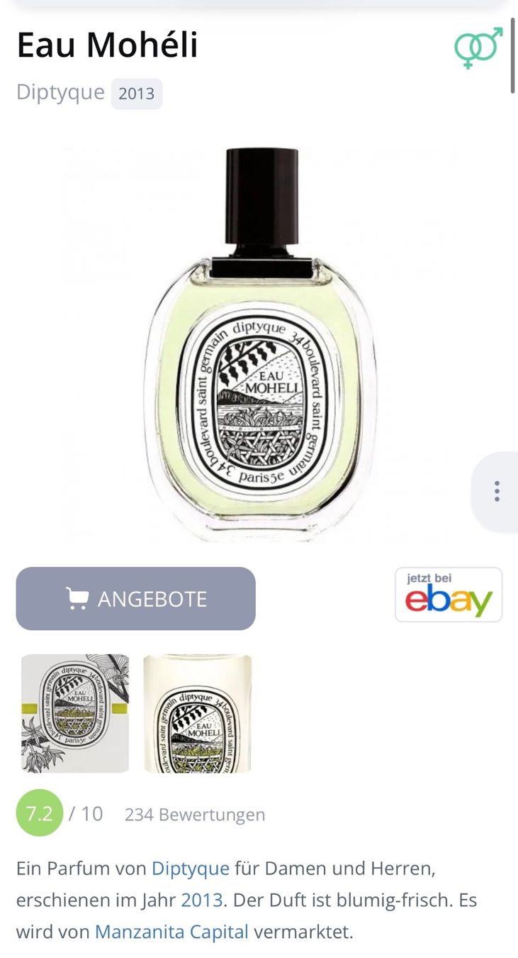 Diptyque Profumi & Eau de Toilette: Diptyque Eau Mohéli EDT Duftprobe 2ML – Usato da Zürich venduto da deruja 8