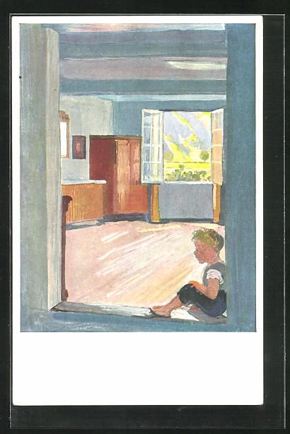 Cartoline postali: Künstler Albert Welti: Blick in ein Jun – Usato da Berlin venduto da bartko-reher