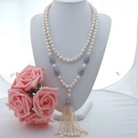 Art Deco Perlen Kette Echt Collier Perle de culture Vrai 55c
