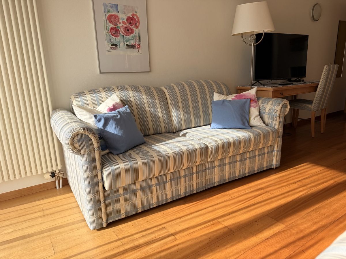 Sofas: Sofa Bed with Striped Pattern, Extendable, Used Condition – Gebraucht aus Kandersteg von ben_jp6l 1