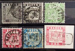 BADEN: 6 Gestempelte aus 1860–1868
