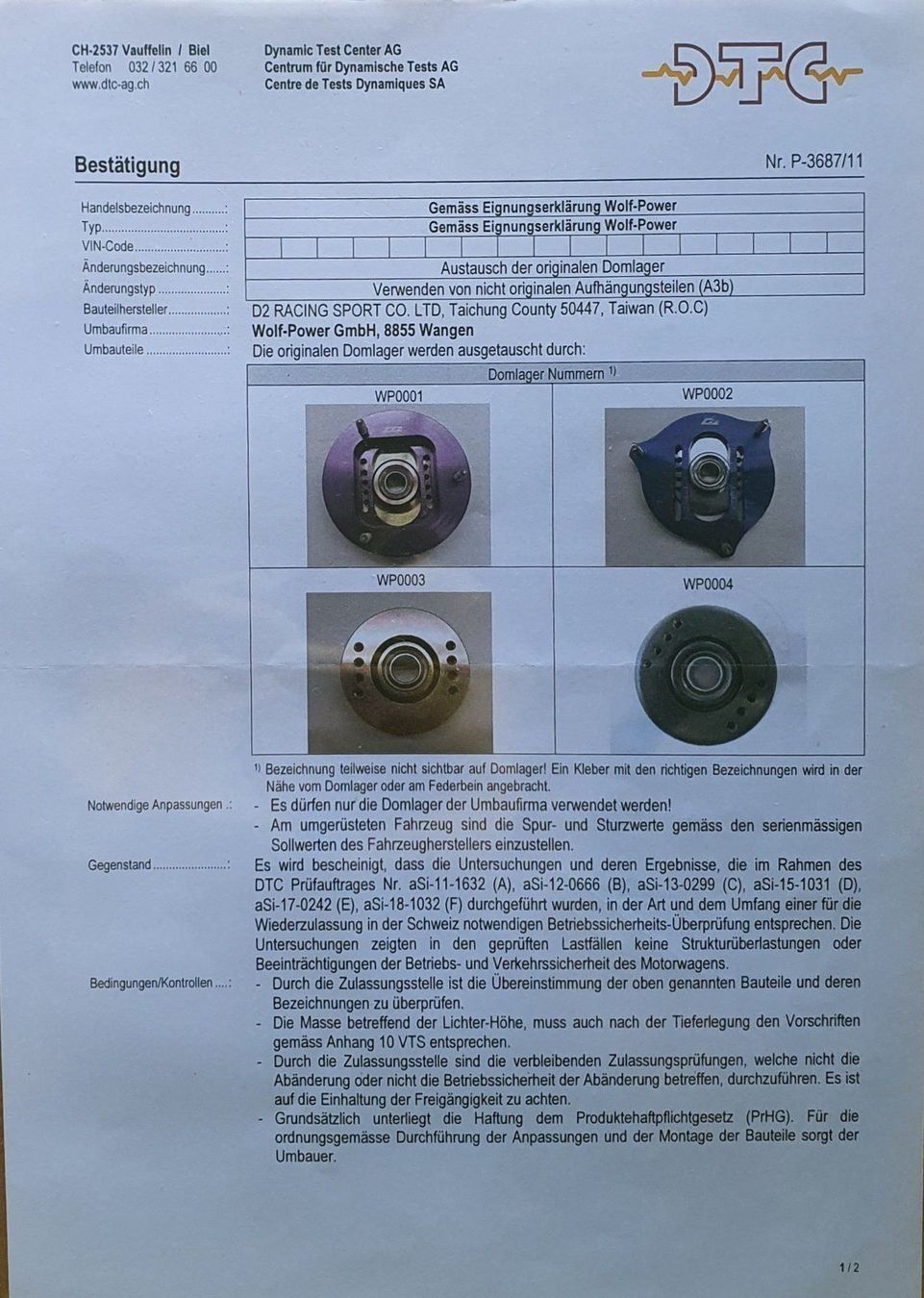Subaru Sonstiges Fahrzeugzubehör: (Subaru) D2 Super Racing Gewindefahrwerk – Neu und originalverpackt aus Rickenbach SZ von Adi_1 3