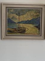 Tableau barque sur lac Léman