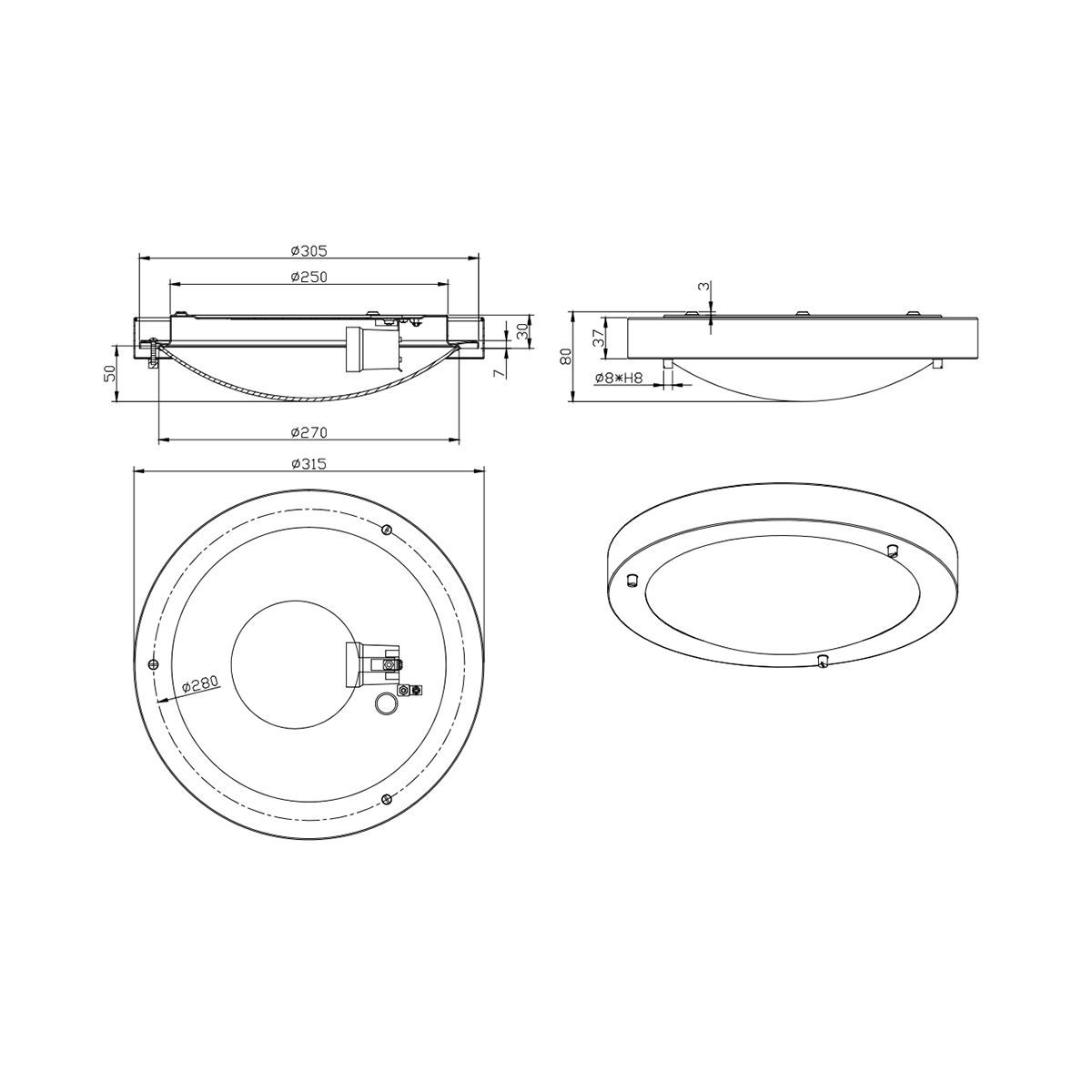 Lampadari & plafoniere: Deckenleuchte, Chrom, Rund, 31 cm Ø – Nuovo (secondo la descrizione) da Kreuzlingen venduto da Smart-Light 5