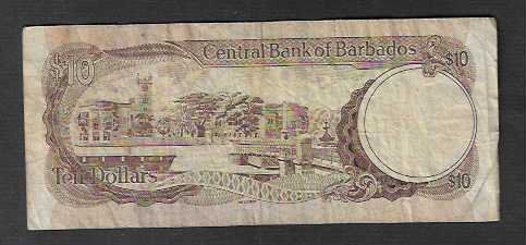 Banconote: Barbados  10  Dollars  Gebraucht – Usato da Gordola venduto da coinsandnotes 1