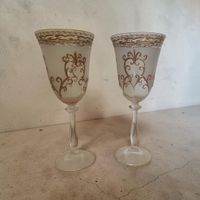 2 edle Prunkgläser / Weingläser Golddekor Vintage 22cm
