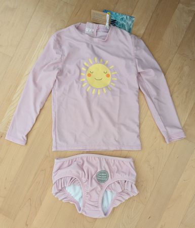 Badeanzug langarm mit Sonne Motiv Grösse 98/104 Neu