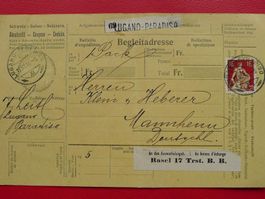 1916: Nr.115: Begleitadresse von LUGANO-PARADISO n. Mannheim