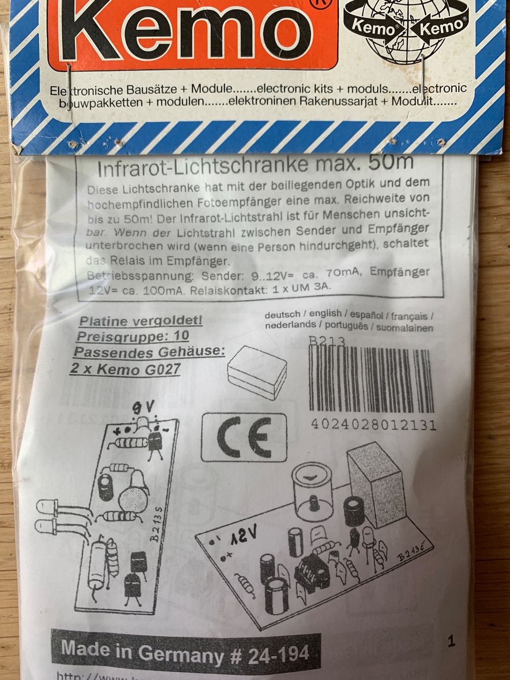 Componenti elettronici: Kemo G027 Infrarot-Lichtschranke, neu – Nuovo (secondo la descrizione) da Wildegg venduto da Elefant42 1