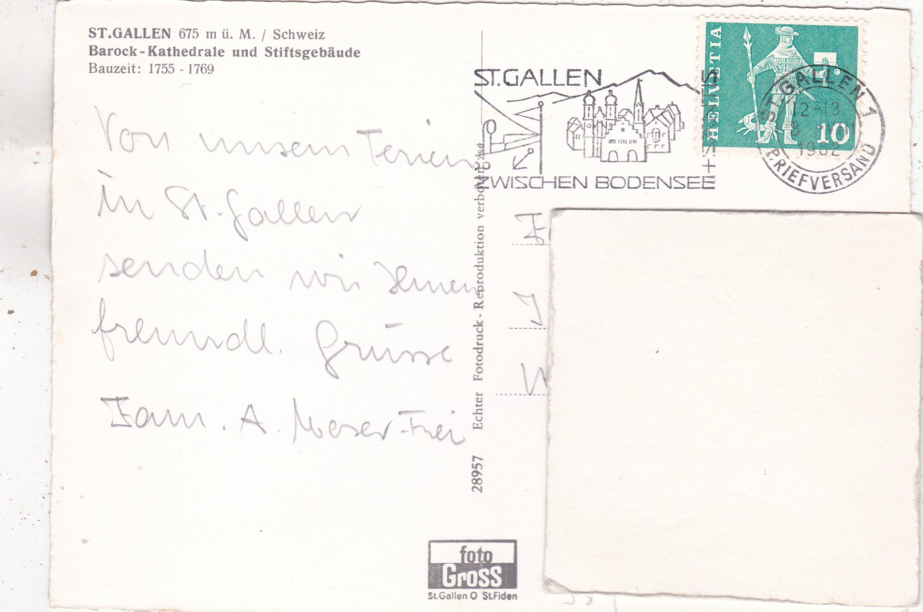 Cartoline postali: St. Gallen Kathedrale 1962 – Usato da Herisau venduto da Lisegrat2008 1
