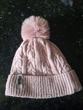 Fila Mütze rosa Zopfmuster Bommel guter Zustand