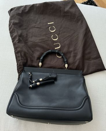 GUCCI, Handtasche, schwarz, Kalbsleder