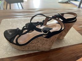 Keilabsatz Sandalen schwarz H&M Grösse 38 