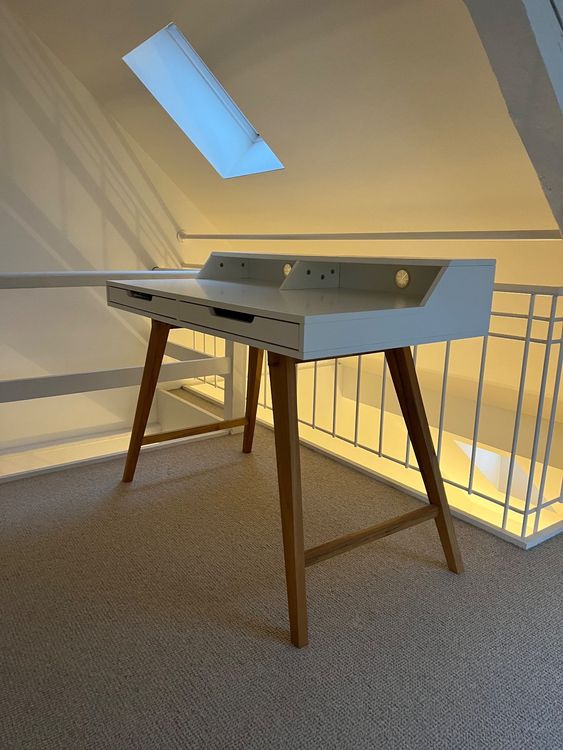 Casaottima Kleiner Computertisch – Platzsparend, Mit Kopfhörerhaken, Rustikal Braun, Für Homeoffice & Kleine Räume
