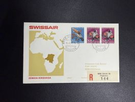 Swissair Erstflugbrief Zürich - Kinshasa 1970