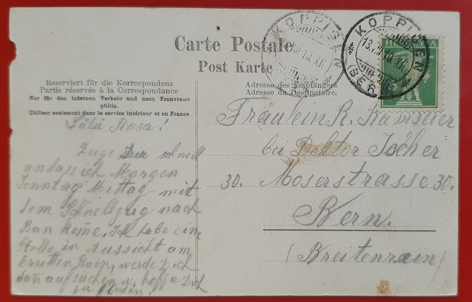 Cartoline postali: Koppigen 1910 – Usato da Kreuzlingen venduto da Rschweiz1 1