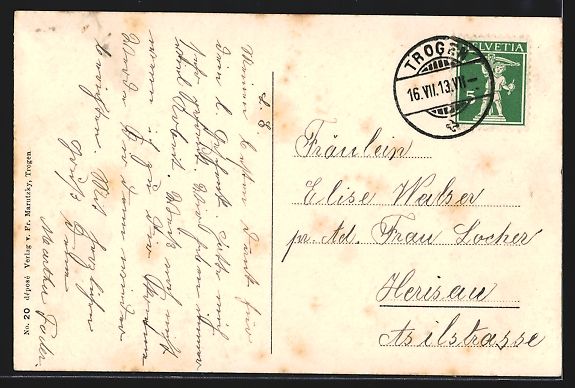Cartoline postali: Trogen, Gesamtansicht mit dem Alpstein – Usato da Berlin venduto da bartko-reher 1