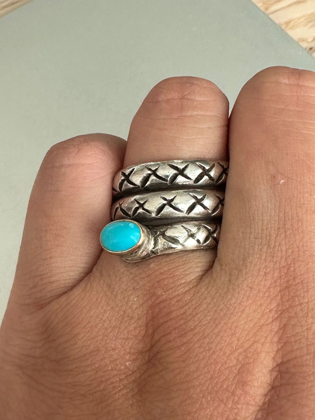 Anelli: Vintage Silber Ring mit Türkis: ca. 56-57 – Usato da Onex venduto da Antiqueshow 3