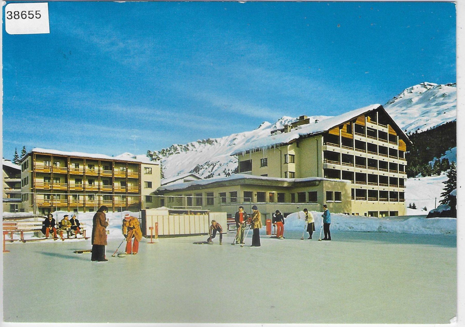Cartoline postali: Hotel Valbella Inn - Valbella-Lenzerheide - Eisfeld Curling – Usato da Ettingen venduto da Kartenplanet