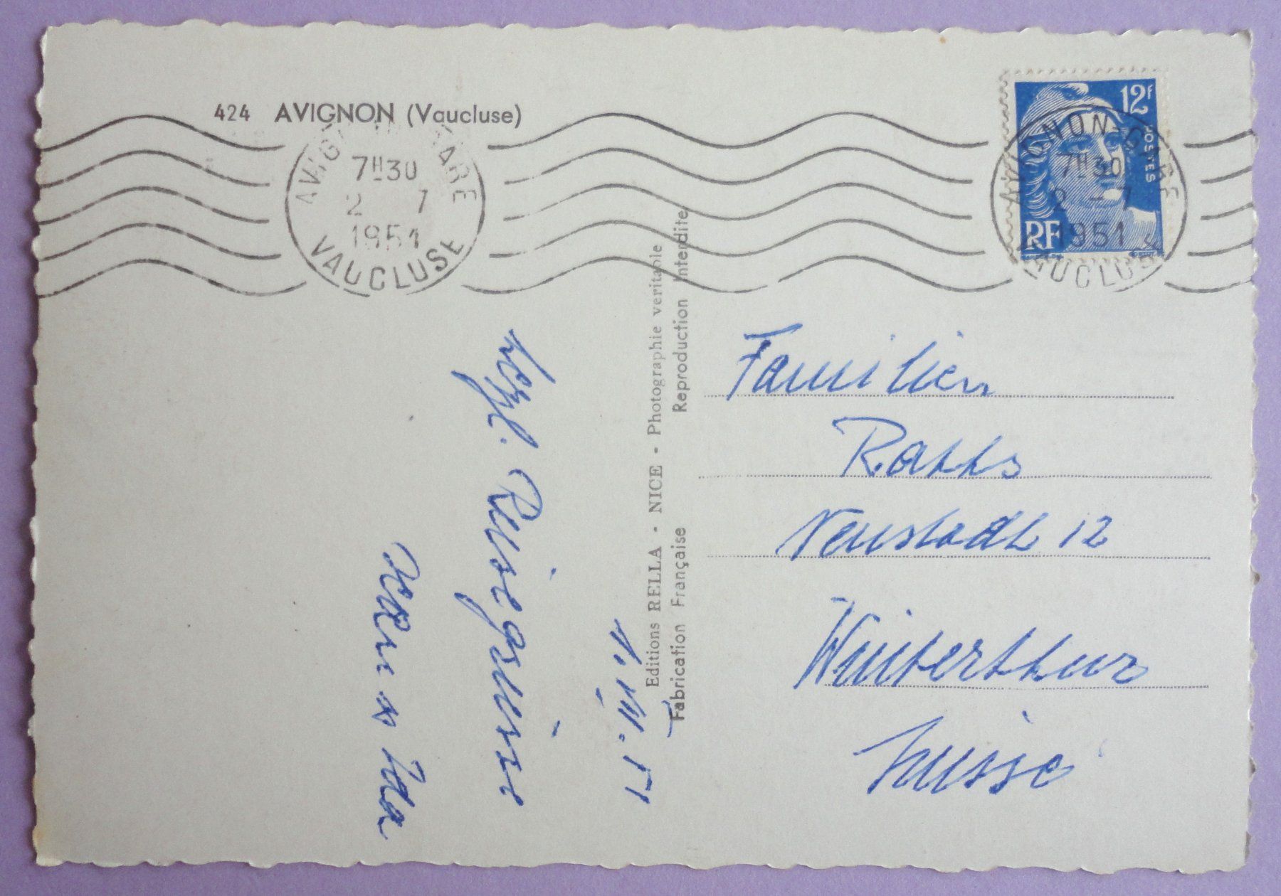 Cartoline postali: Avignon (Vaucluse) – Usato da Fétigny venduto da Billy2miny 1