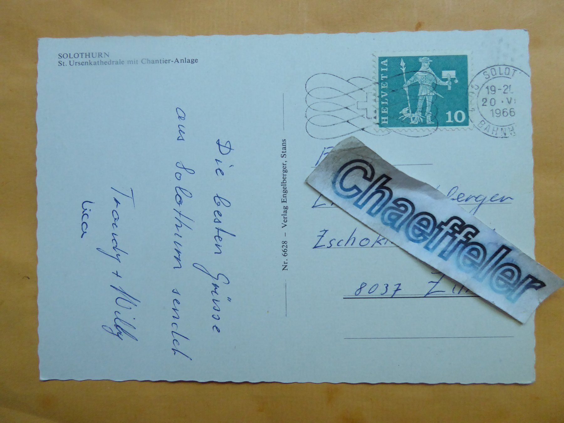 Cartes postales: 1966  Solothurn – D'occasion à Zürich par Chaeffeler 1