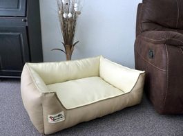 Hundebett Kustleder 110 cm x 85 cm, Beige Champagner 