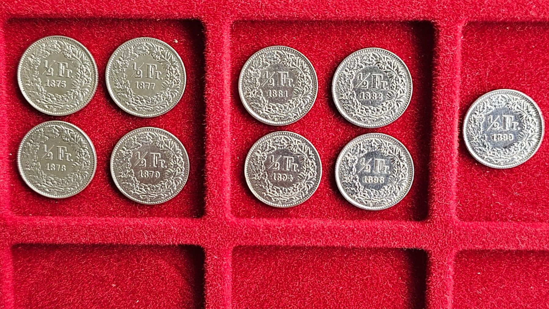 Alle Münzen: 0.50 Rp. 1875 - 1899 9 Stk. – Gebraucht aus Unterterzen von Speedy076
