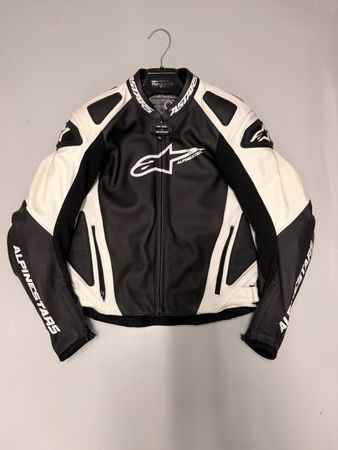 Veste moto Alpinestars cuir noir blanc taille EUR 52