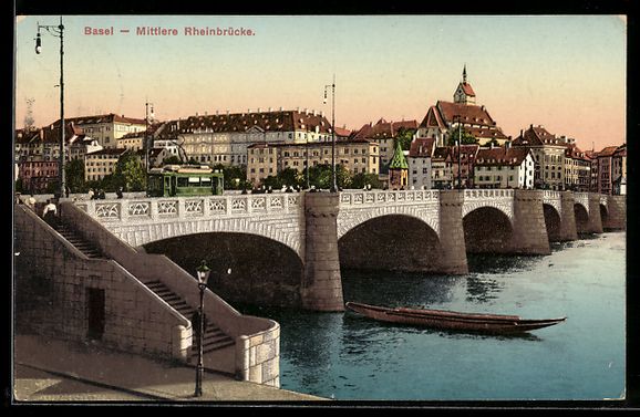 Cartes postales: AK Basel, Mittlere Rheinbrücke – D'occasion à Berlin par bartko-reher