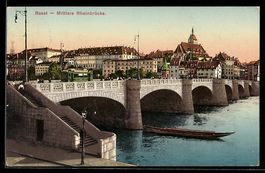 AK Basel, Mittlere Rheinbrücke