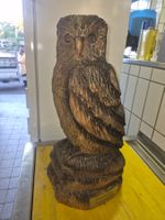 Eule Holzfigur handgeschnitzt braun