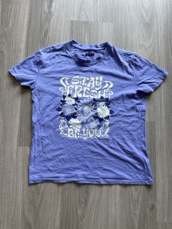 T-Shirt lila Grösse S mit Print Stay Fresh Be You